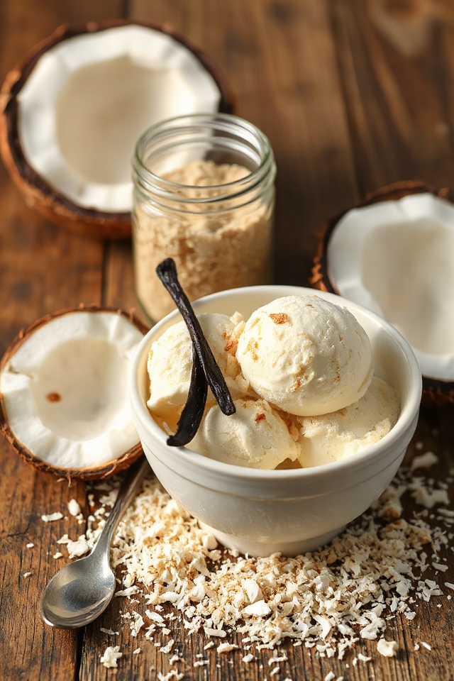 coconut ice cream preparation