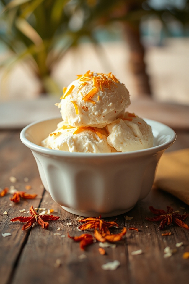 coconut saffron ice cream delight