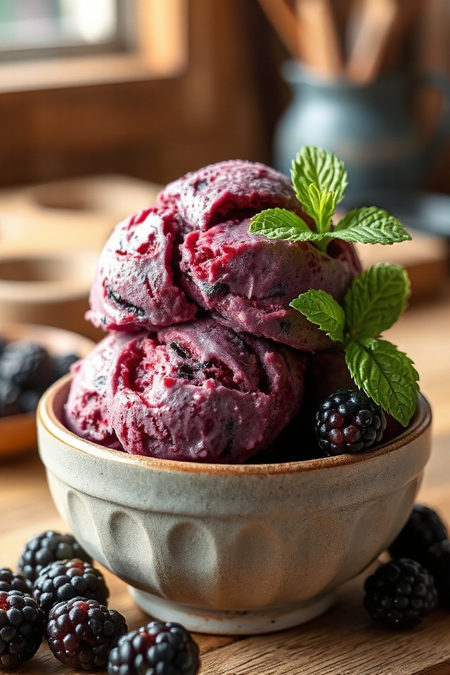 creamy blackberry ice cream