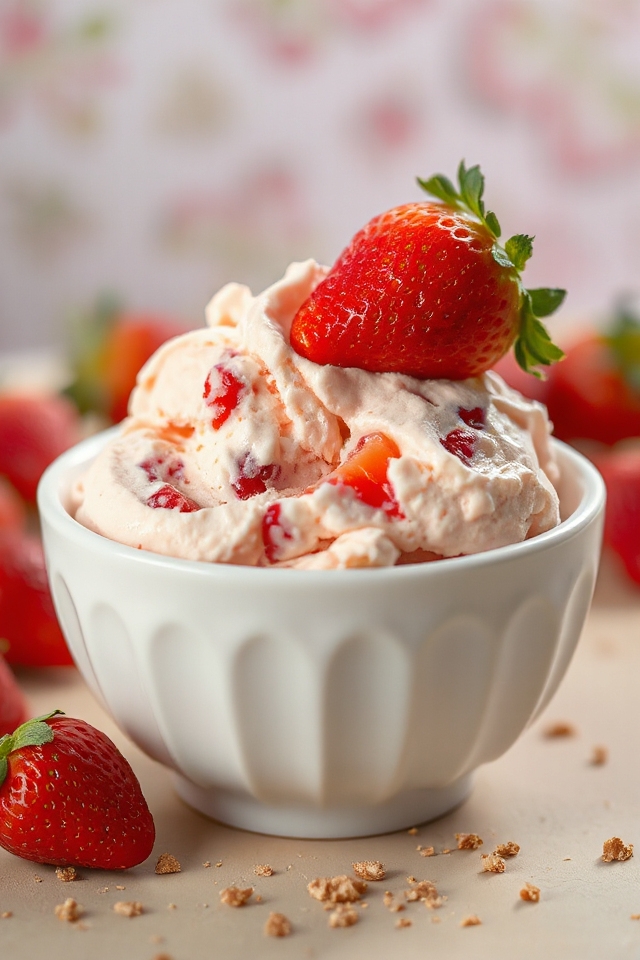 creamy strawberry cheesecake ice cream