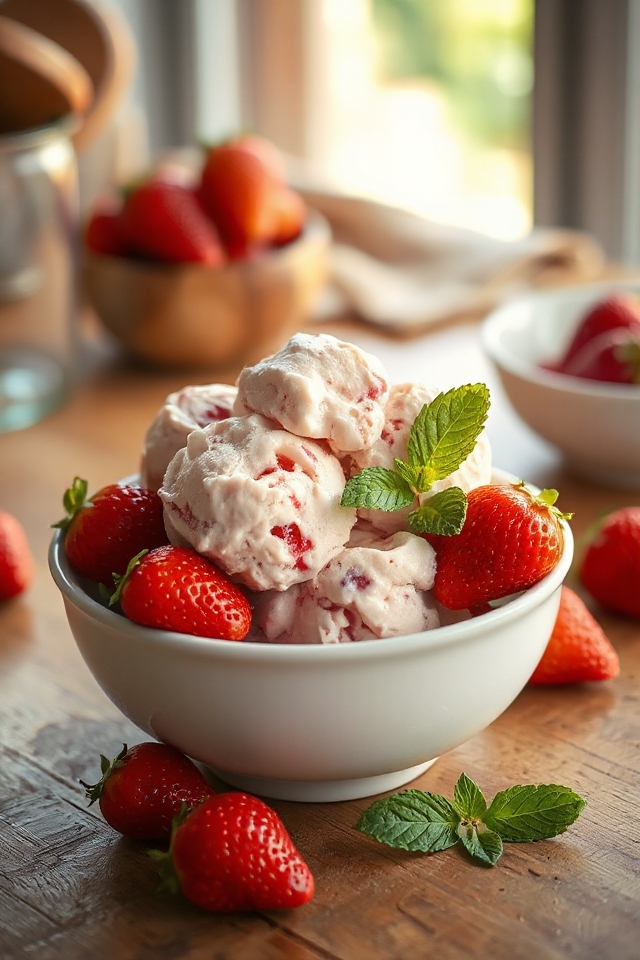 fresh strawberry ice cream