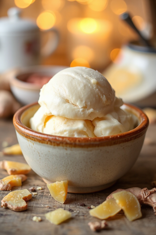 ginger infused creamy ice cream