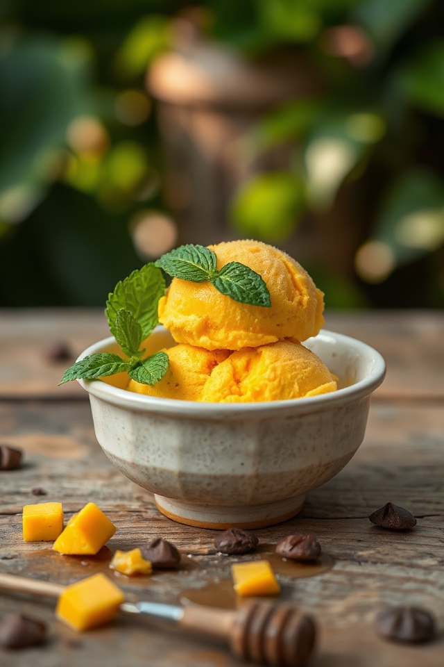 homemade creamy mango ice cream