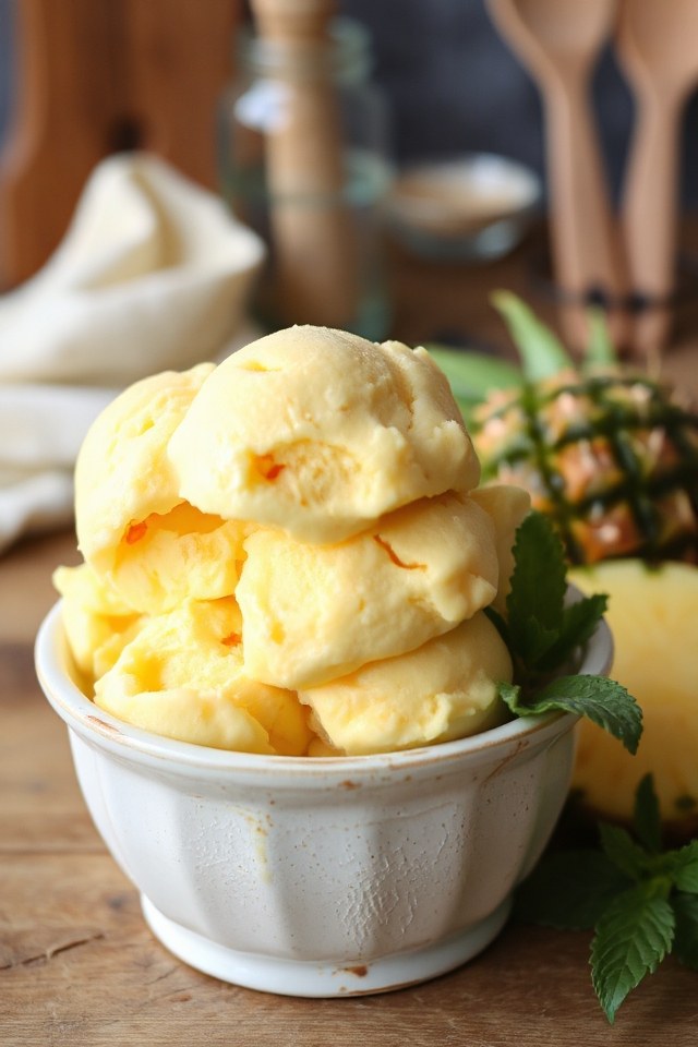 homemade creamy pineapple ice cream
