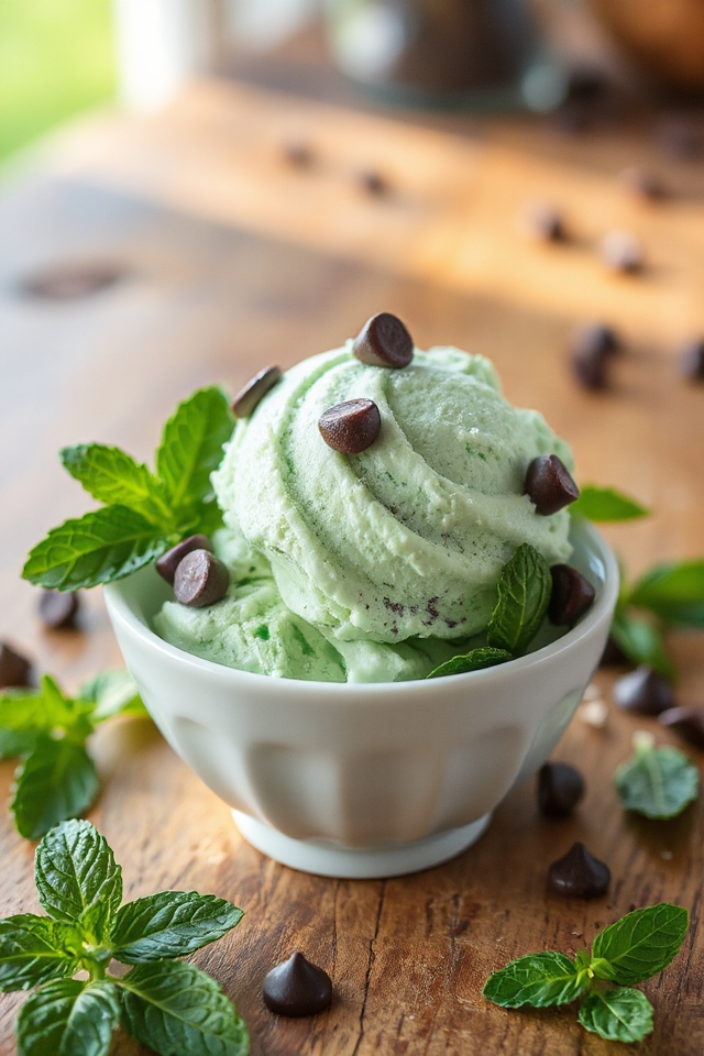 homemade mint ice cream