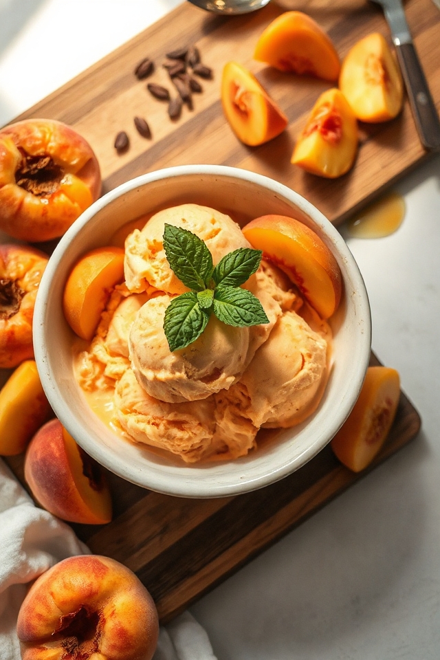 homemade peach ice cream
