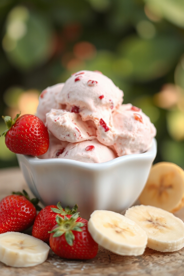 homemade strawberry banana ice cream