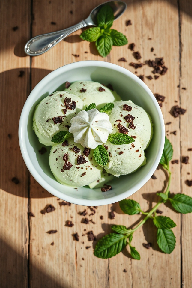 minty homemade ice cream